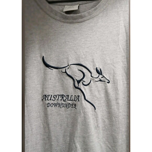 VTG Oz Designs Australia Down Under Kangaroo Shirt Men’s XL Gray Embroidered - Picture 4 of 7